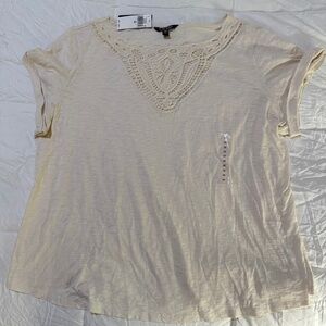 SOLD NWT LRL 3X Lauren Ralph Lauren Cap Sleeve Ivory Embroidered Cotton Blouse